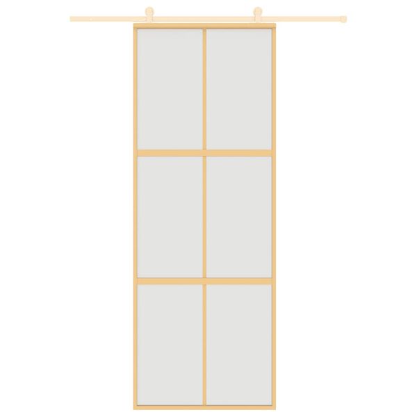 vidaXL Schuifdeur 76x205 cm mat ESG-glas en aluminium goudkleurig