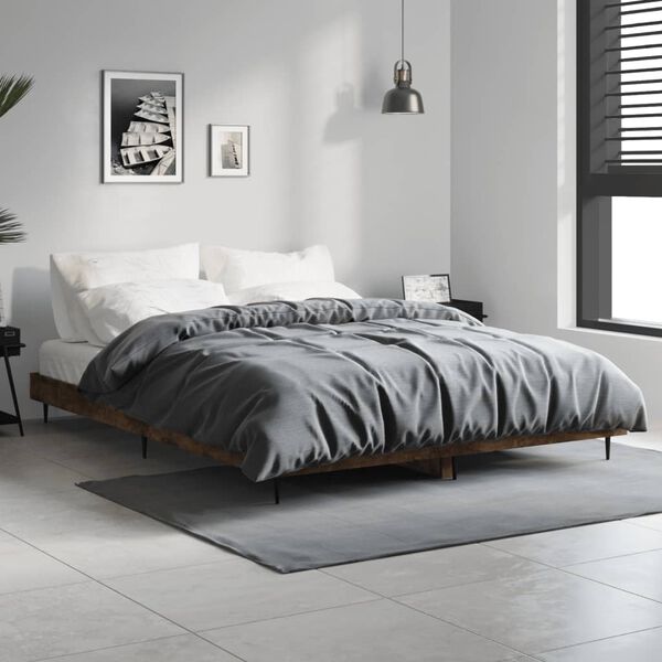 vidaXL Bedframe zonder matras hout gerookt eikenkleurig 140x190 cm