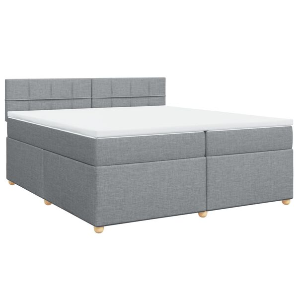 vidaXL Boxspring met matras stof lichtgrijs 200x200 cm