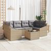 vidaXL Bankstel met kussen met opslag 7 pcs Beige en Grijs poly rattan
