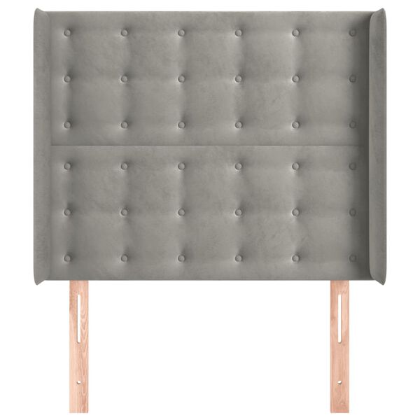 vidaXL Hoofdbord met randen 83x16x118/128 cm fluweel lichtgrijs
