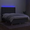 vidaXL Boxspring met matras en LED stof donkergrijs 140x190 cm