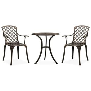 vidaXL 3-delige Bistroset gietaluminium bronskleurig