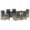 vidaXL Tuin eettafelset 7 pcs Lichtgrijs poly rattan