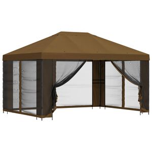 vidaXL Tuin Gazebo met Zijwanden 4 &times; 3 m Taupe Polyester en staal