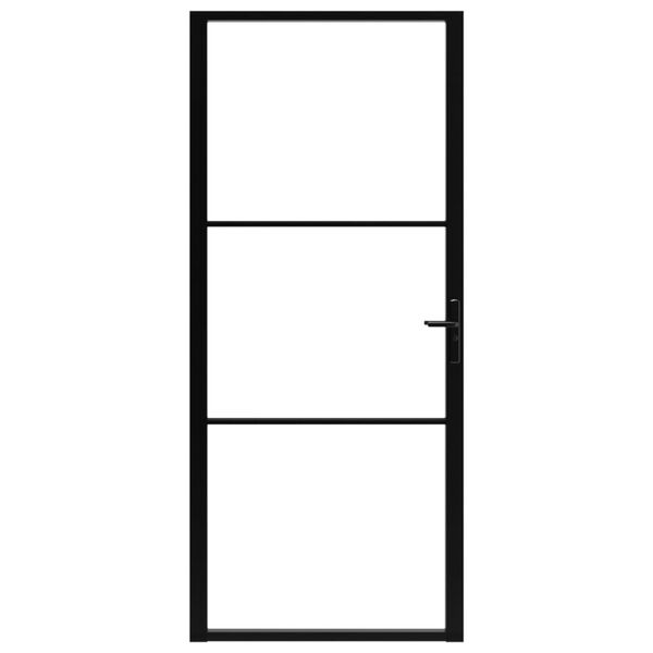 vidaXL Binnendeur 102,5x201,5 cm ESG-glas en aluminium zwart