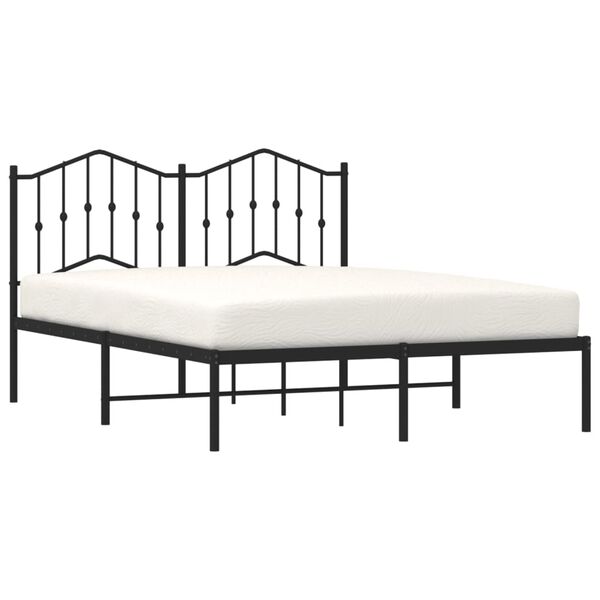 vidaXL Bedframe met hoofdbord metaal zwart 140x200 cm