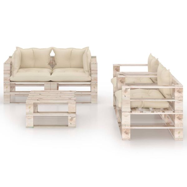 vidaXL 5-delige Loungeset met kussens pallet grenenhout