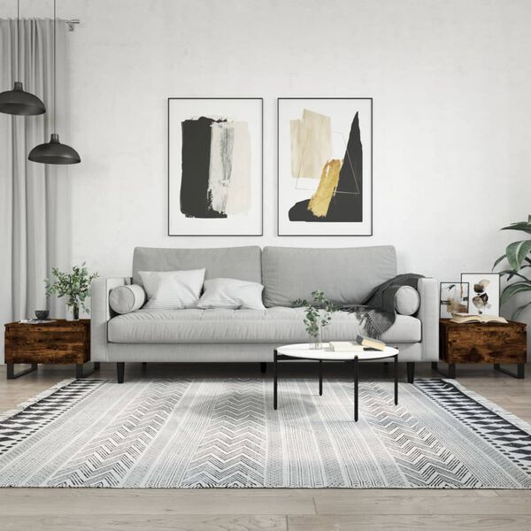 vidaXL Salontafels 2 st 50x46x35 cm bewerkt hout gerookt eikenkleurig