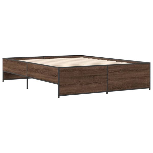 vidaXL Bedframe bewerkt hout metaal bruin eikenkleur 140x200 cm