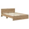 vidaXL Bedframe met hoofdeinde Artisan Eiken 135 x 190 cm Bewerkt hout