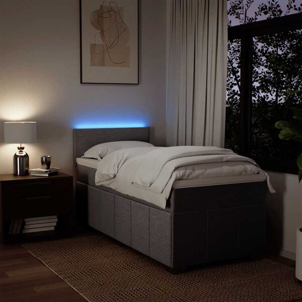 vidaXL Boxspring met matras stof donkerbruin 90x200 cm