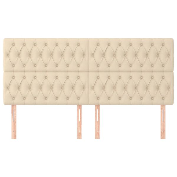 vidaXL Hoofdbord cr&egrave;me 180x7x118/128 cm stof