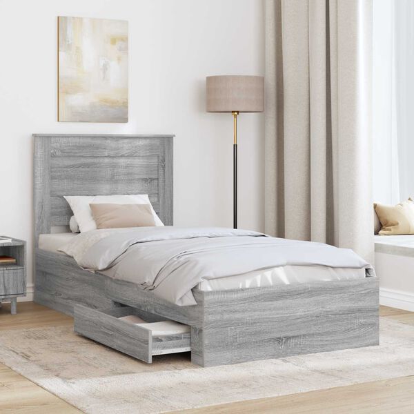 vidaXL Bedframe met lade met hoofdeinde met opslag Bewerkt hout