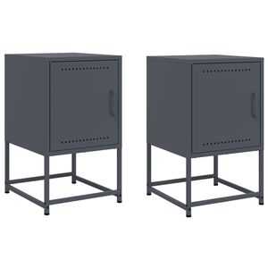 vidaXL Nachtkastjes 2 st 36x39x60,5 cm staal antracietkleurig