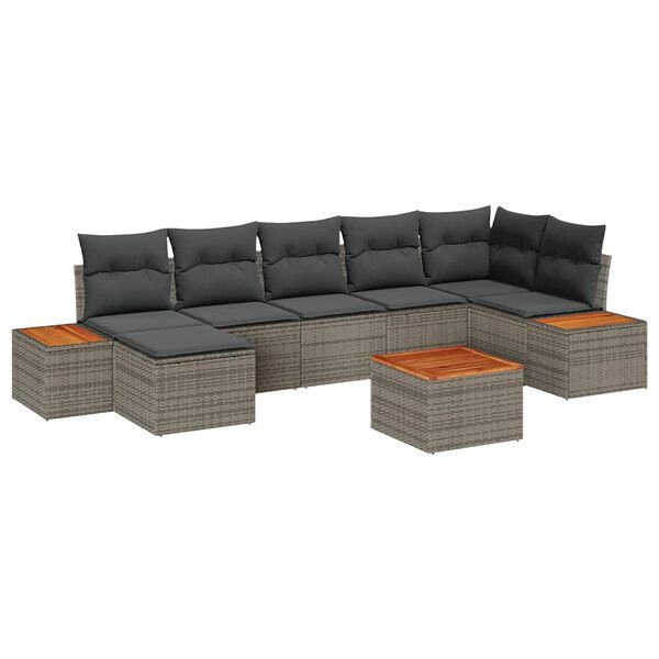 vidaXL Tuin Sofa Set met kussen 8 pcs Grijs poly rattan