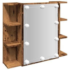 vidaXL Spiegelkast met LED-verlichting 70x16,5x60 cm oud houtkleurig