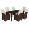 vidaXL 7-delige Bistroset met kussens poly rattan bruin