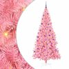 vidaXL Kerstboom met ledverlichting Roze 210 cm PVC en staal