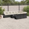 vidaXL 11-delige Loungeset met kussens poly rattan zwart