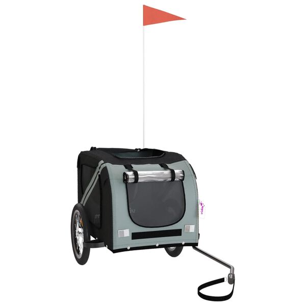 vidaXL Hondenfietstrailer oxford stof en ijzer zwart en grijs