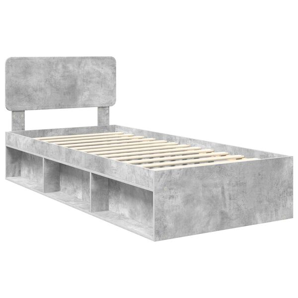 vidaXL Bedframe met hoofdeinde Beton 90 x 200 cm Massief grenenhout