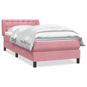 vidaXL Boxspring met matras fluweel roze 80x220 cm