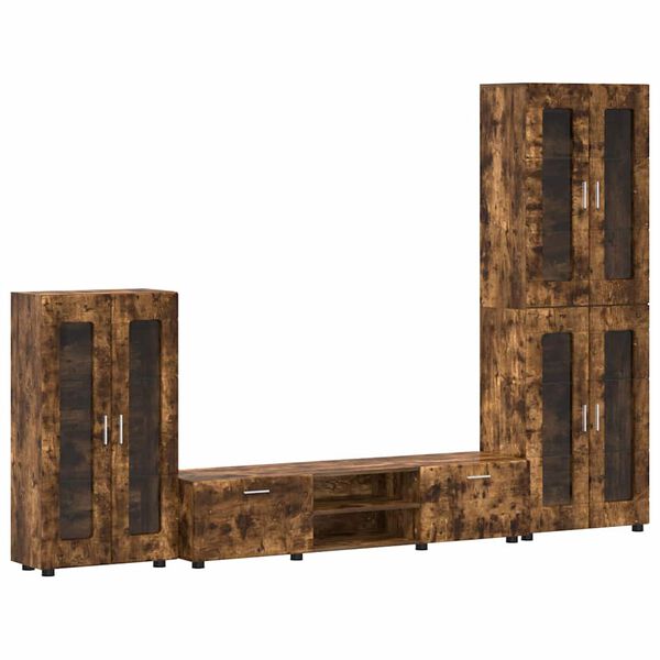 vidaXL Tv-meubelset met lade met plank Gerookt eiken Bewerkt hout