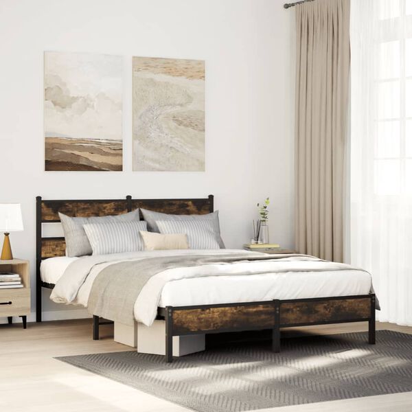 vidaXL Bedframe zonder matras hout gerookt eikenkleurig 90x190 cm