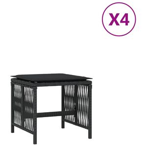 vidaXL Tuinkrukken 4 st met kussens 41x41x36 cm poly rattan zwart