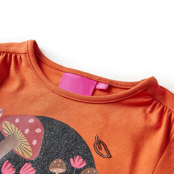 Kindershirt met lange mouwen 140 oranjebruin