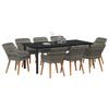 vidaXL Tuin Eetset met kussen 9 pcs Grijs poly rattan