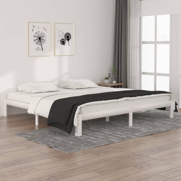 vidaXL Bedframe massief grenenhout wit 200x200 cm