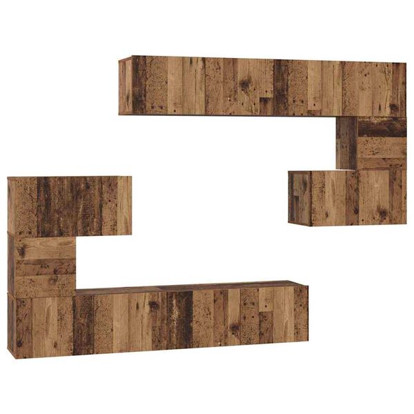 vidaXL Tv-meubelset Wandgemonteerd 8 pcs Oud Hout Bewerkt hout