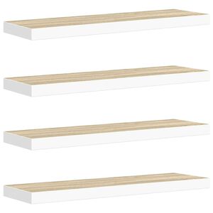 vidaXL Wandschappen zwevend 4 st 90x23,5x3,8 cm MDF eikenkleurig wit