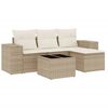 vidaXL 5-delige Loungeset met kussens poly rattan beige