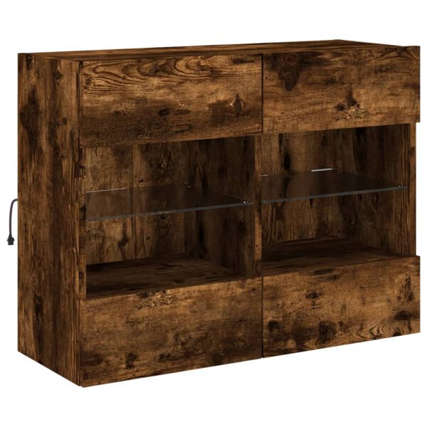 vidaXL Tv-wandmeubel met LED-verlichting 78,5x30x60,5 cm gerookt eiken