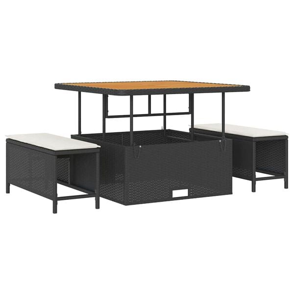 vidaXL Tuin Sofa Set met kussen met opslag 11 pcs Zwart en Cr&egrave;me