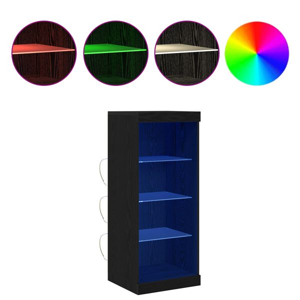 vidaXL LED Sideboard Zwart Eiken 41 x 37 x 100 cm Bewerkt hout