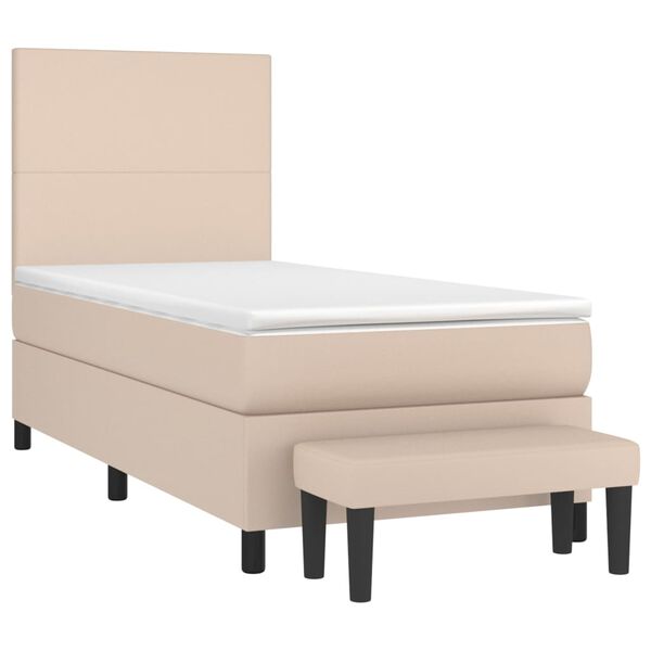 vidaXL Boxspring met matras kunstleer cappuccinokleurig 90x200 cm