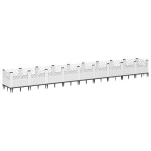 vidaXL Plantenbak met pinnen 363,5x43,5x43,5 cm polypropeen wit