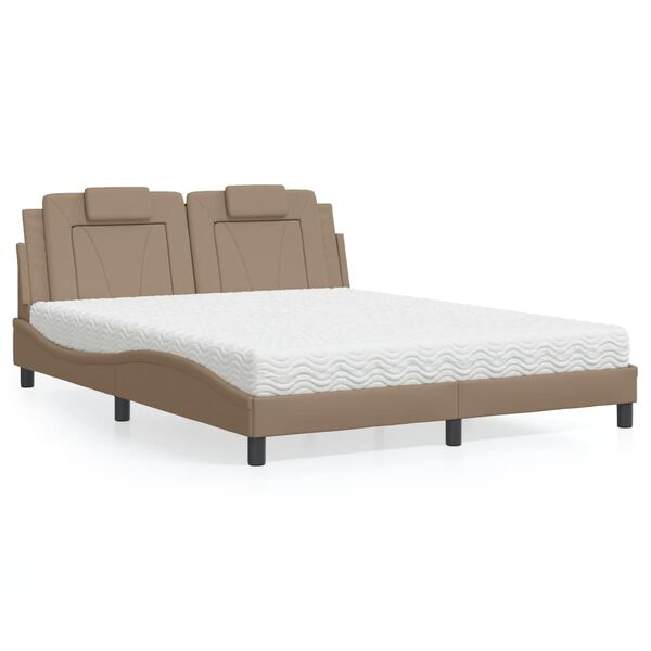 vidaXL Bed "Viana" met matras kunstleer cappuccinokleurig 160x200 cm