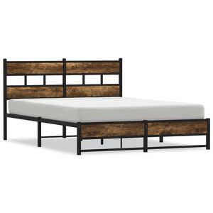vidaXL Bedframe zonder matras metaal gerookt eikenkleurig 135x190 cm