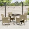 vidaXL Tuin eettafelset met kussen 5 pcs Beige poly rattan