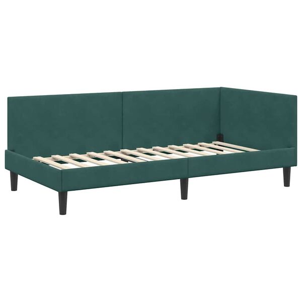 vidaXL Hoekbedframe met hoofdeinde Donkergroen 90 cm x 200 cm Fluweel