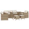 vidaXL 6-delige Loungeset met kussens poly rattan beige