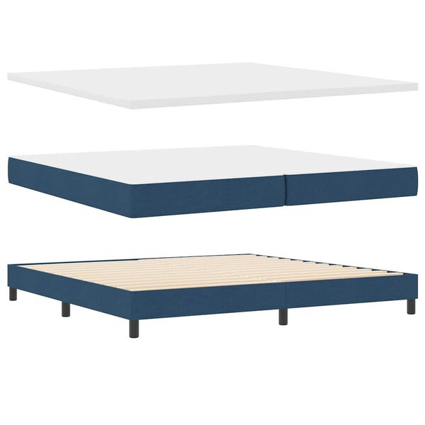 vidaXL Boxspringbed met matras met hoofdeinde Blauw 200 x 200 cm Stof
