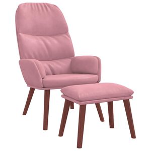 vidaXL Relaxstoel met voetenbank fluweel roze