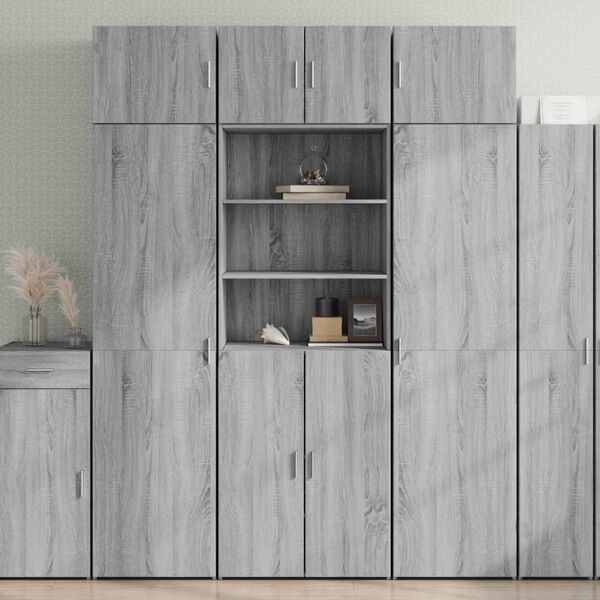 vidaXL Hoge kast 70x42,5x185 cm bewerkt hout grijs sonoma eikenkleurig