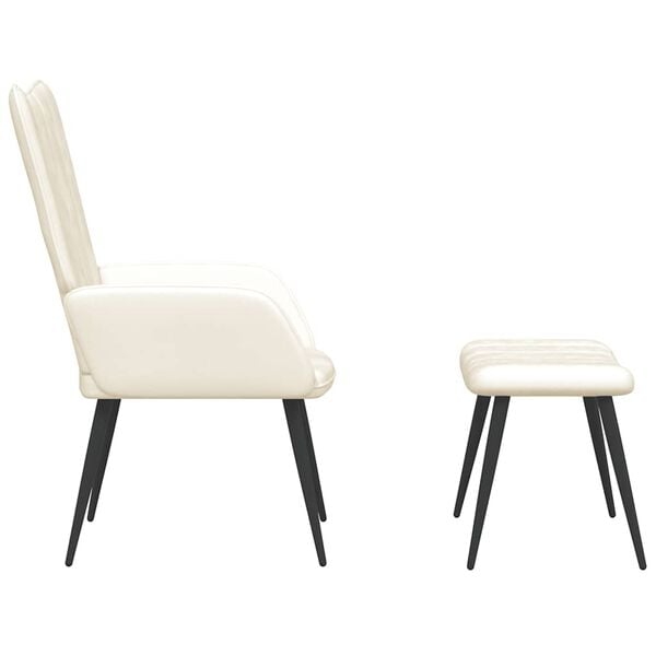 vidaXL Relaxstoel met voetenbank fluweel cr&egrave;mewit